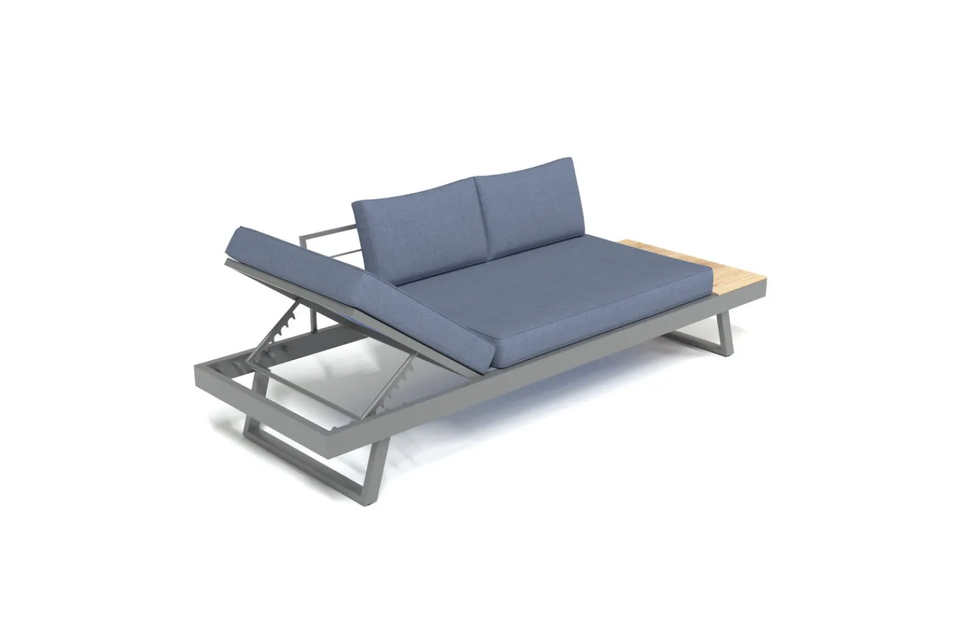 Online Lounge/Liege, silber, Alu/Polyester, verstellbar, hoher Liegekomfort, 230 x 80 cm Gartenliegen|Aluminium-Gartenmöbel