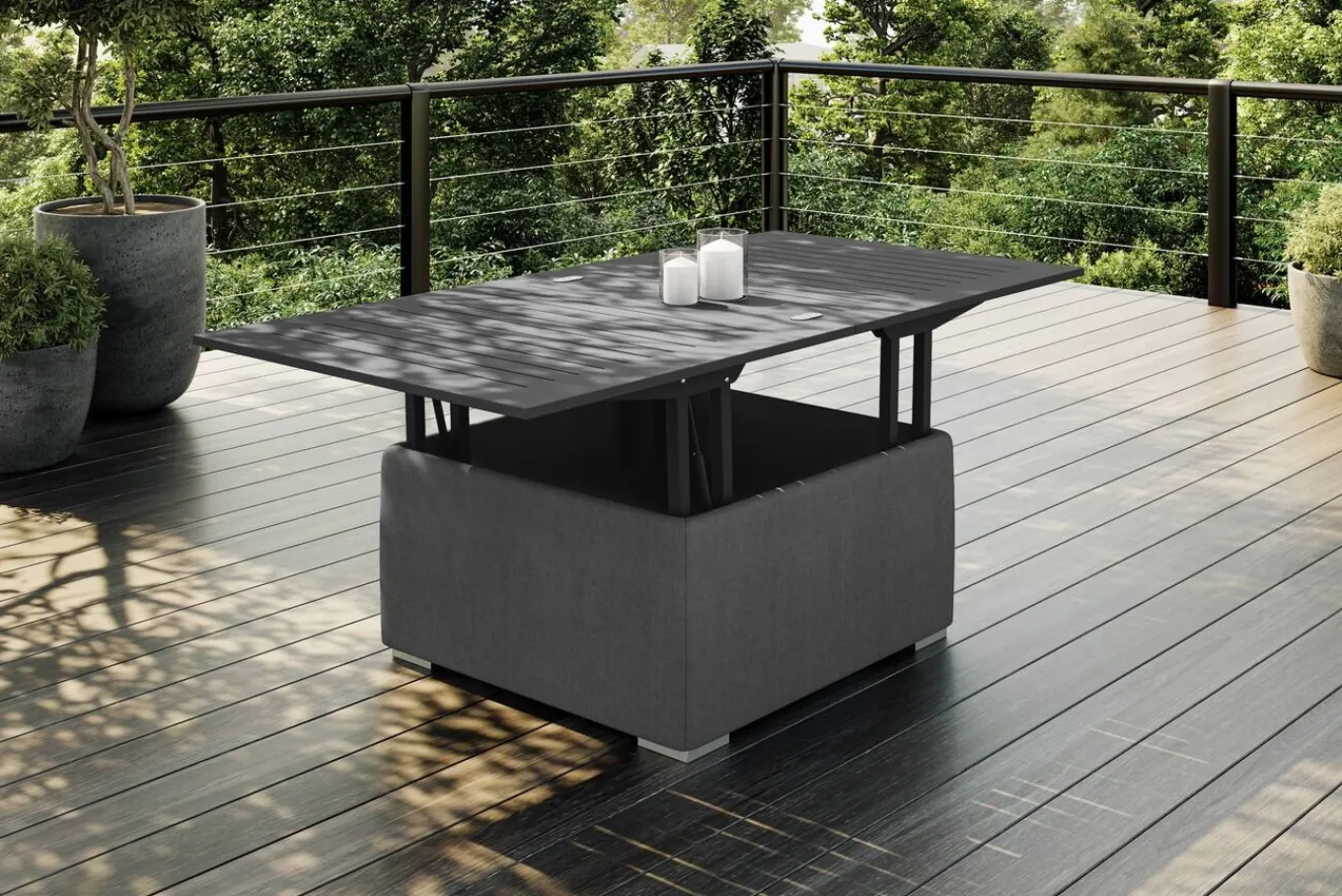Hot Loungetisch, anthrazit, Aluminium, ausziehbar und höhenverstellbar, witterungsbeständig Gartentische|Aluminium-Gartenmöbel