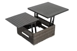New Loungetisch höhenverstellbar, grau, Polyrattan, 78/157 x 78 x 40/63 cm Gartentische|Gartenlounge