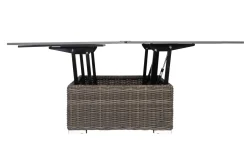 New Loungetisch höhenverstellbar, grau, Polyrattan, 78/157 x 78 x 40/63 cm Gartentische|Gartenlounge