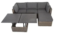 New Loungetisch höhenverstellbar, grau, Polyrattan, 78/157 x 78 x 40/63 cm Gartentische|Gartenlounge