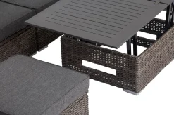 New Loungetisch höhenverstellbar, grau, Polyrattan, 78/157 x 78 x 40/63 cm Gartentische|Gartenlounge