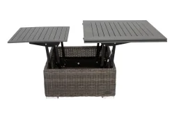 New Loungetisch höhenverstellbar, grau, Polyrattan, 78/157 x 78 x 40/63 cm Gartentische|Gartenlounge