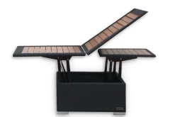 Outlet Loungetisch höhenverstellbar, schwarz, Polyrattan, 75/152x75x40/64,5cm Gartentische|Gartenlounge