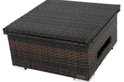 Loungetisch höhenverstellbar, braun-marmoriert, Polyrattan, 75/152x75x40/64,5cm Gartentische|Gartenlounge