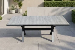 New Louvra Ausziehtisch, anthrazit/Holzoptik, Alu/Keramik, 160/210x100,5cm, Tischplatte aus Keramikfliesen Gartentische