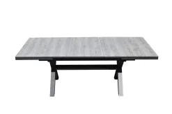 New Louvra Ausziehtisch, anthrazit/Holzoptik, Alu/Keramik, 160/210x100,5cm, Tischplatte aus Keramikfliesen Gartentische