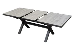 New Louvra Ausziehtisch, anthrazit/Holzoptik, Alu/Keramik, 160/210x100,5cm, Tischplatte aus Keramikfliesen Gartentische