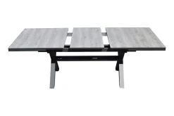 New Louvra Ausziehtisch, anthrazit/Holzoptik, Alu/Keramik, 160/210x100,5cm, Tischplatte aus Keramikfliesen Gartentische
