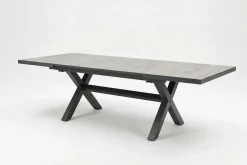 New Louvra Ausziehtisch, anthrazit/Holzoptik, Alu/Keramik, 160/210x100,5cm, Tischplatte aus Keramikfliesen Gartentische