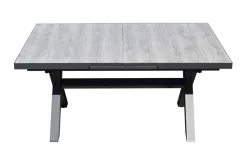 New Louvra Ausziehtisch, anthrazit/Holzoptik, Alu/Keramik, 160/210x100,5cm, Tischplatte aus Keramikfliesen Gartentische