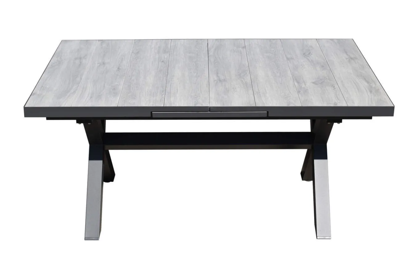 New Louvra Ausziehtisch, anthrazit/Holzoptik, Alu/Keramik, 160/210x100,5cm, Tischplatte aus Keramikfliesen Gartentische