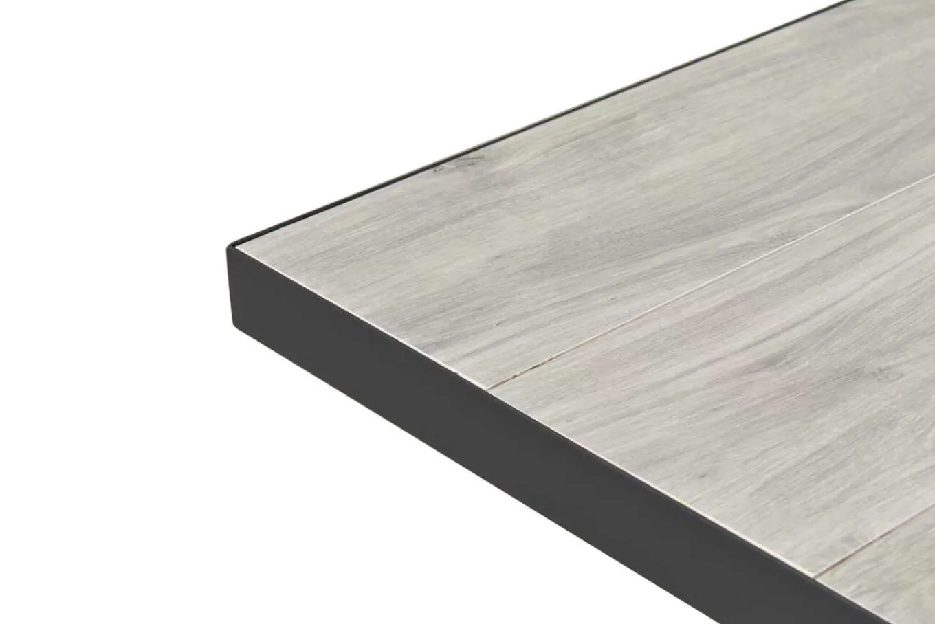 New Louvra Ausziehtisch, anthrazit/Holzoptik, Alu/Keramik, 160/210x100,5cm, Tischplatte aus Keramikfliesen Gartentische