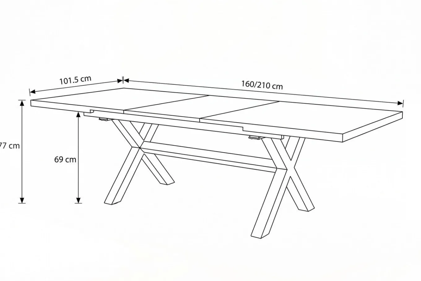 New Louvra Ausziehtisch, anthrazit/Holzoptik, Alu/Keramik, 160/210x100,5cm, Tischplatte aus Keramikfliesen Gartentische