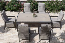 New Louvra Select/Darwin Gartenessgruppe, anthrazit, Alu/Keramik/Polyrattan, 200 x 100 cm, 6 Diningsessel Garten-Essgruppen|Aluminium-Gartenmöbel
