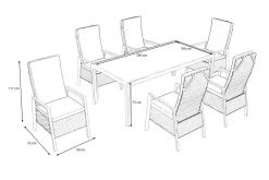 New Louvra Select/Darwin Gartenessgruppe, anthrazit, Alu/Keramik/Polyrattan, 200 x 100 cm, 6 Diningsessel Garten-Essgruppen|Aluminium-Gartenmöbel