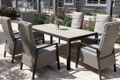 New Louvra Select/Darwin Gartenessgruppe, anthrazit, Alu/Keramik/Polyrattan, 200 x 100 cm, 6 Diningsessel Garten-Essgruppen|Aluminium-Gartenmöbel
