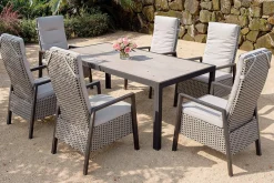 New Louvra Select/Darwin Gartenessgruppe, anthrazit, Alu/Keramik/Polyrattan, 200 x 100 cm, 6 Diningsessel Garten-Essgruppen|Aluminium-Gartenmöbel