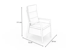 New Louvra Select Design-Diningsessel, natur/anthrazit, Polyrattan, 59 x 72 x 111 cm, Rücken stufenlos verstellbar Polyrattan-Gartenmöbel|Gartenstühle & Gartensessel