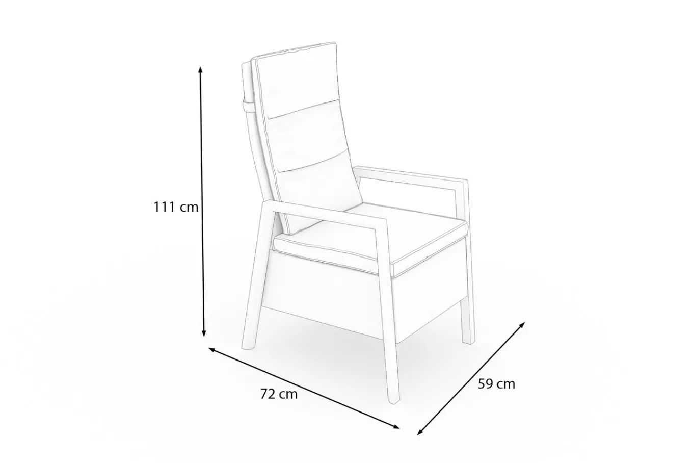 New Louvra Select Design-Diningsessel, natur/anthrazit, Polyrattan, 59 x 72 x 111 cm, Rücken stufenlos verstellbar Polyrattan-Gartenmöbel|Gartenstühle & Gartensessel