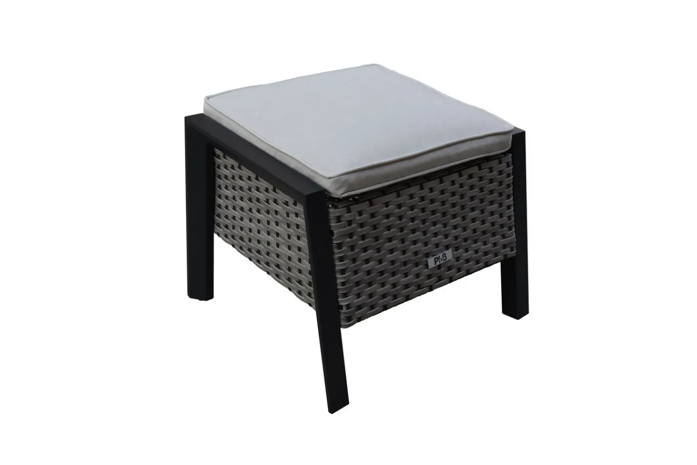 Hot Louvra Select Design-Fußhocker, natur/anthrazit, Polyrattan, 59x55x46cm, inkl. Polster Polyrattan-Gartenmöbel|Gartenstühle & Gartensessel
