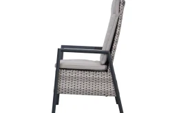 Best Louvra Select Garten-Essgruppe, natur/anthrazit, Polyrattan/Alu, 4 Sessel, Tisch 160/210 x 100 cm Polyrattan-Gartenmöbel|Garten-Essgruppen