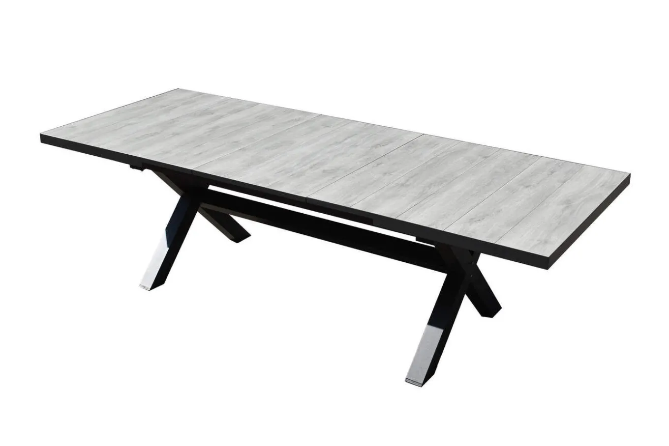 Hot Louvra Select Garten-Essgruppe, natur/anthrazit, Polyrattan/Alu, Tisch 200/260 x 100 cm, 6 Sessel Polyrattan-Gartenmöbel|Garten-Essgruppen