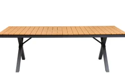 Clearance Luminara Garten-Essgruppe mit LED-Beleuchtung, anthrazit matt/natur, Aluminium / Holzimitat, 240 x 100 cm, 4 Klappstühle Aluminium-Gartenmöbel