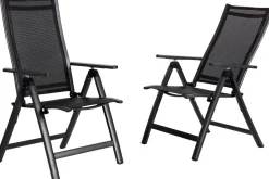 Best Luminara Garten-Essgruppe, anthrazit matt/natur, Alu / Holzimitat / Textilen, 240 x 100 cm, 6 Klappstühle, Tischplatte mit LED-Beleuchtung Garten-Essgruppen