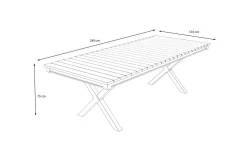 Online Luminara LED-Esstisch, anthrazit/natur, Aluminium/Holzimitat, 240 x 100 cm, X-Gestell, pulverbeschichtet, mit beleuchtetem Tischrahmen Gartentische