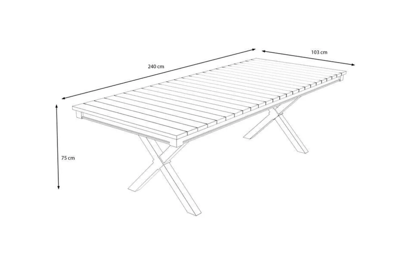 Online Luminara LED-Esstisch, anthrazit/natur, Aluminium/Holzimitat, 240 x 100 cm, X-Gestell, pulverbeschichtet, mit beleuchtetem Tischrahmen Gartentische