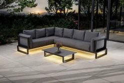 Online Luminara LED-Gartenlounge für 5-6 Personen, anthrazit/dunkelgrau, Alu/Polyester, pulverbeschichtet, beleuchtet Gartenlounge