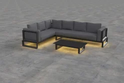 Online Luminara LED-Gartenlounge für 5-6 Personen, anthrazit/dunkelgrau, Alu/Polyester, pulverbeschichtet, beleuchtet Gartenlounge