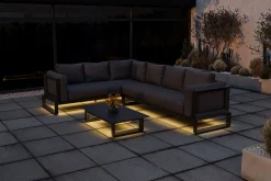 Online Luminara LED-Gartenlounge für 5-6 Personen, anthrazit/dunkelgrau, Alu/Polyester, pulverbeschichtet, beleuchtet Gartenlounge