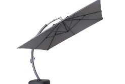 Luxus Ampelschirm, anthrazit, Edelstahl/Aluminium, 350 x 350 cm, inkl. Schirmständer und Schutzhülle Sonnenschirme