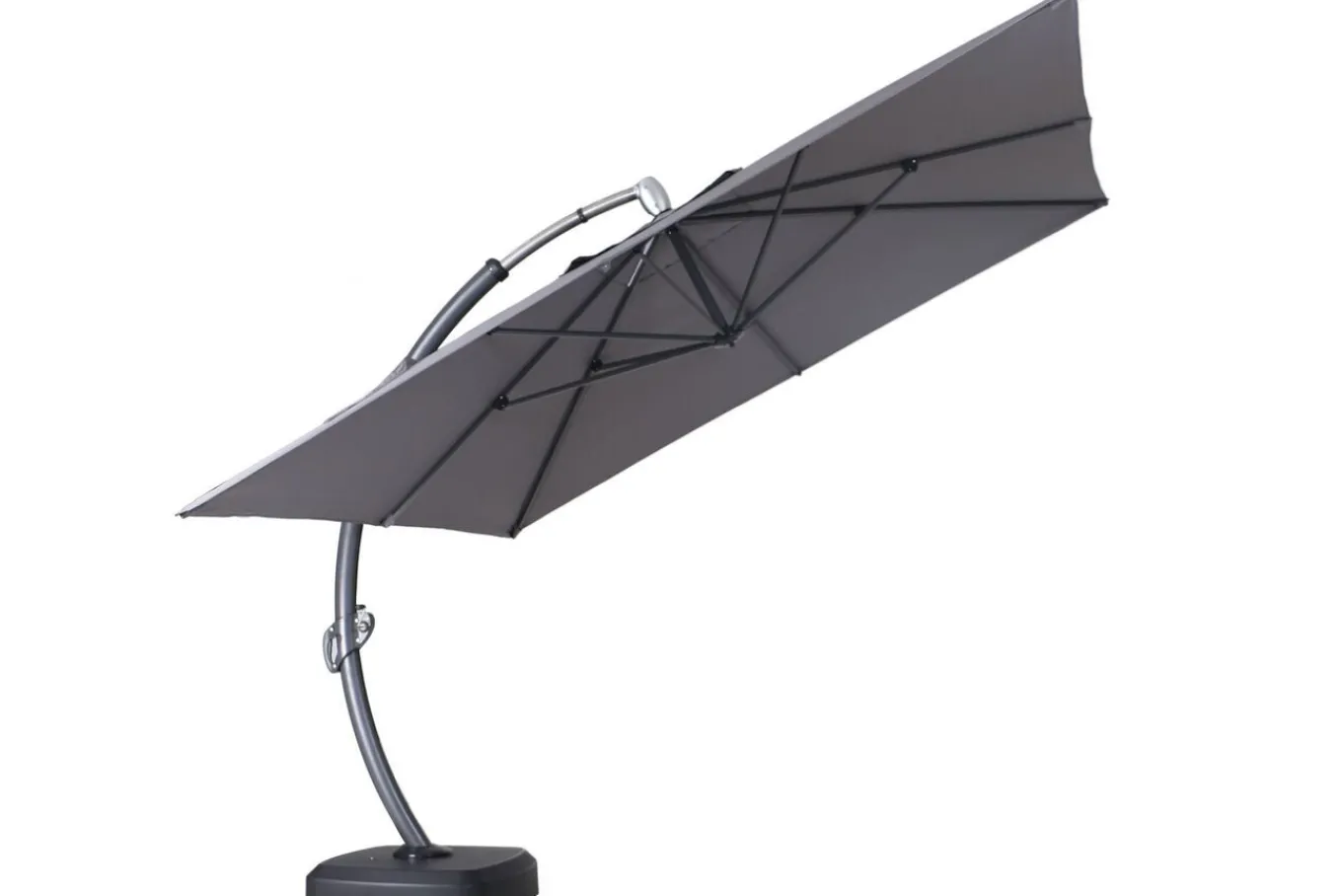 Luxus Ampelschirm, anthrazit, Edelstahl/Aluminium, 350 x 350 cm, inkl. Schirmständer und Schutzhülle Sonnenschirme