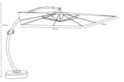 Luxus Ampelschirm, anthrazit, Edelstahl/Aluminium, 350 x 350 cm, inkl. Schirmständer und Schutzhülle Sonnenschirme