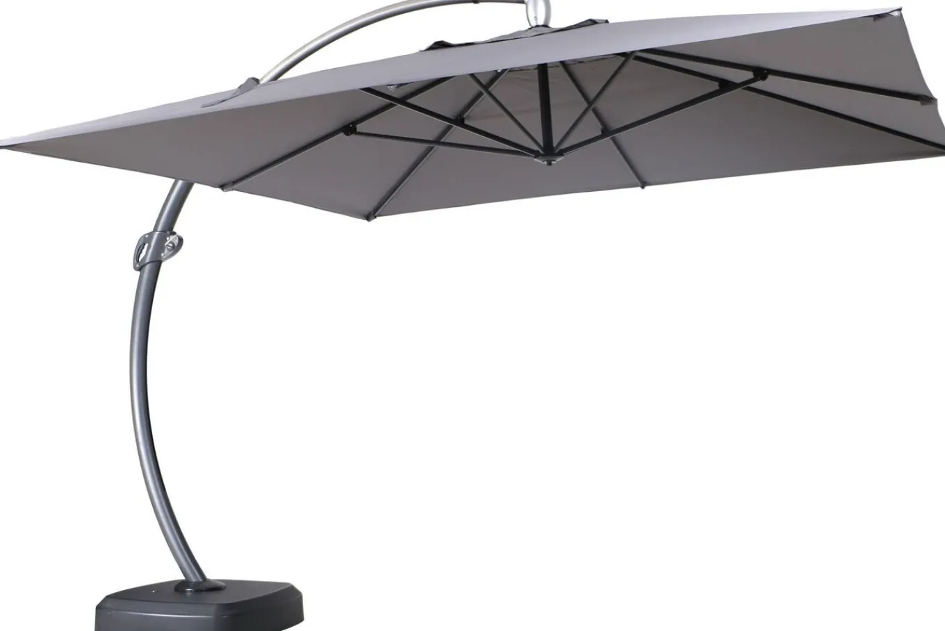 Luxus Ampelschirm, anthrazit, Edelstahl/Aluminium, 350 x 350 cm, inkl. Schirmständer und Schutzhülle Sonnenschirme