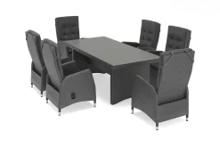 Hot Malta Garten-Essgruppe, 6 Personen, inkl. Polster, 200x95cm, Alu/Polyrattan Polyrattan-Gartenmöbel|Garten-Essgruppen