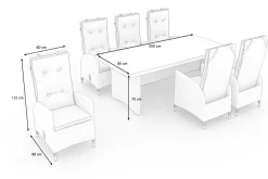 Hot Malta Garten-Essgruppe, 6 Personen, inkl. Polster, 200x95cm, Alu/Polyrattan Polyrattan-Gartenmöbel|Garten-Essgruppen