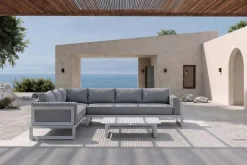 Best Manhattan Ecklounge, grau/silber, Alu/Polyester, inkl Beistelltisch, witterungsbeständig Gartenlounge