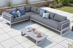 Best Manhattan Ecklounge, grau/silber, Alu/Polyester, inkl Beistelltisch, witterungsbeständig Gartenlounge