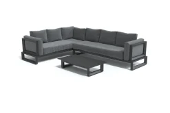 Best Manhattan Garten-Ecklounge, 6 Personen, inkl. Beistelltisch, Aluminium/Polyester Gartenlounge