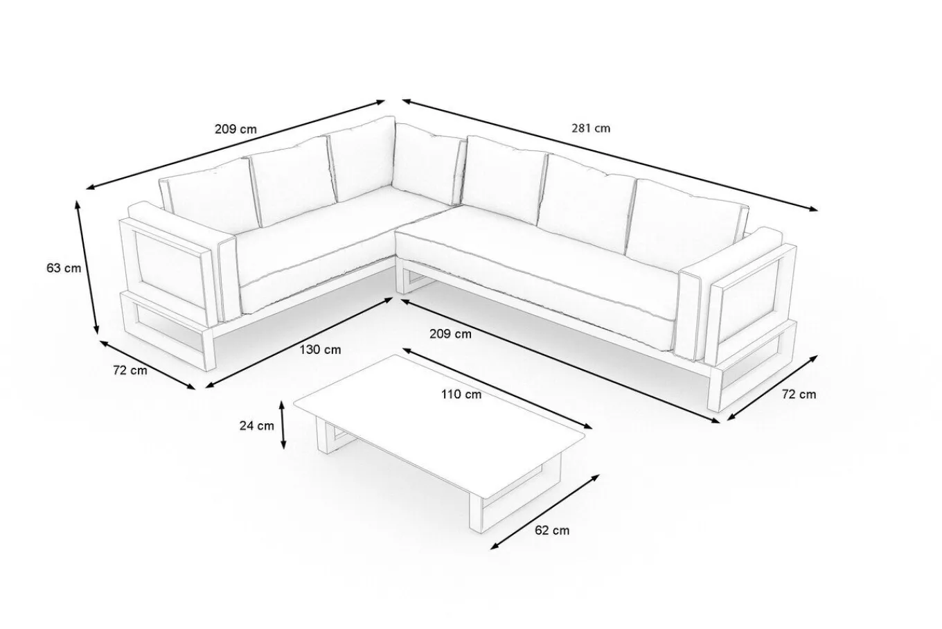 Best Manhattan Garten-Ecklounge, 6 Personen, inkl. Beistelltisch, Aluminium/Polyester Gartenlounge