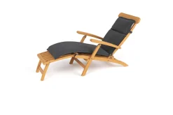 Matera Gartenliege, naturbelassen/anthrazit, Teak/Polyester, 165 x 58 cm, klappbar, mit Fußkappen, UV-beständig Gartenliegen