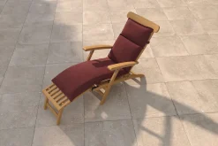 Online Matera Gartenliege, natur/bordeaux, Teakholz/Polyester, 165 x 58 cm, klappbar, witterungsbeständig, mit Fußkappen Gartenliegen