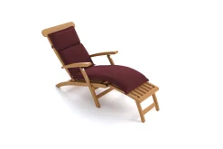 Online Matera Gartenliege, natur/bordeaux, Teakholz/Polyester, 165 x 58 cm, klappbar, witterungsbeständig, mit Fußkappen Gartenliegen