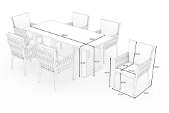 Discount Mermaid Garten-Essgruppe, anthrazit, Alu/XL Geflecht, 7-teilig, inkl. Sitz- und Rückenkissen, Tisch 200x90 cm Polyrattan-Gartenmöbel|Garten-Essgruppen