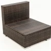 Outlet Mittelelement, braun marmoriert, Polyrattan, 70 x 85 x 70 cm, wasserfeste Kissenbox Polyrattan-Gartenmöbel|Gartenlounge
