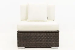 Outlet Mittelelement, braun marmoriert, Polyrattan, 70 x 85 x 70 cm, wasserfeste Kissenbox Polyrattan-Gartenmöbel|Gartenlounge
